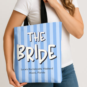 Tote Bag La Bride Blue Stripes Bachelorette Party