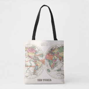 Tote Bag La carte d'atlas du monde avec des courants et des