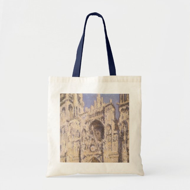 Tote Bag La Cathédrale de Rouen, Harmonie bleue et or par C (Devant)