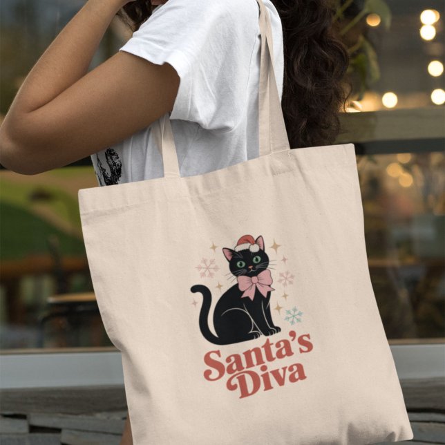 Tote Bag La chatte de Noël diva du Père Noël pour elle (Créateur téléchargé)