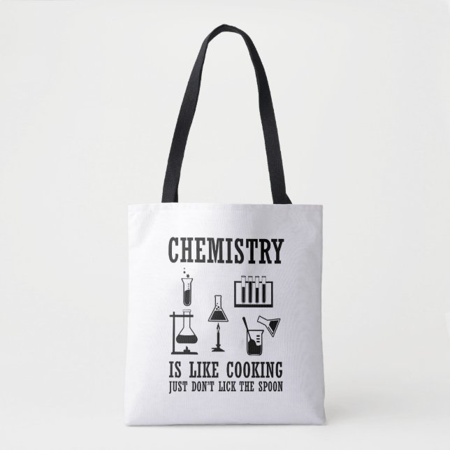 Tote Bag la chimie est comme la cuisine drôle chémotiste ci (Devant)