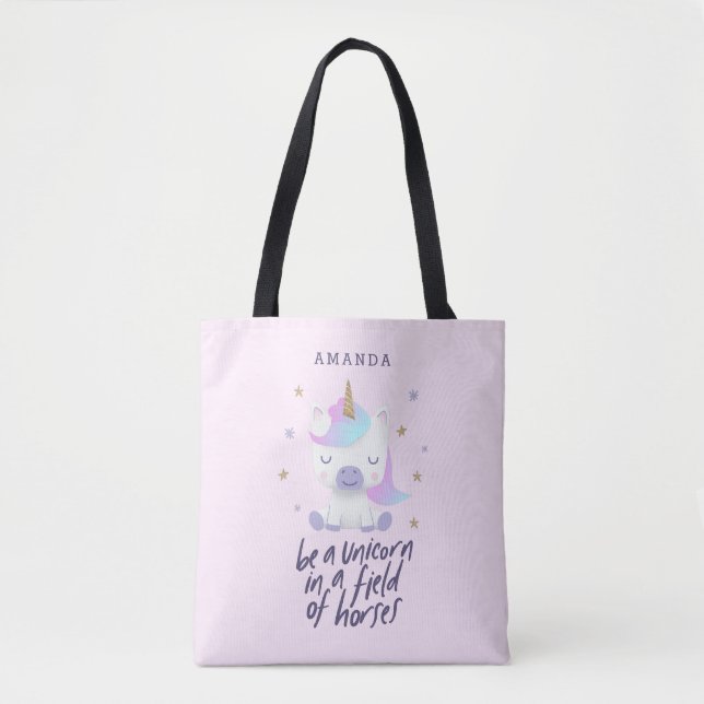 Tote Bag La citation mignonne | de licorne ajoutent le nom (Devant)