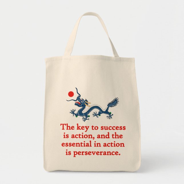 Tote Bag La Clé Du Succès Est Action - Citation De Persévér (Devant)