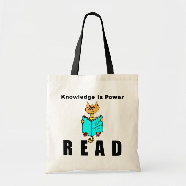 Tote Bag La connaissance fraîche de lecture de chat est (Devant)