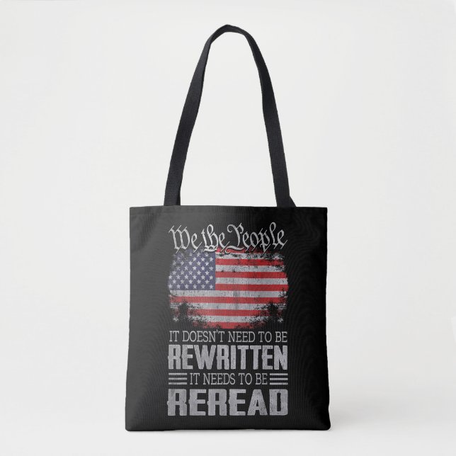 Tote Bag La Constitution américaine du drapeau doit être re (Devant)