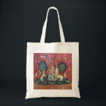Tote Bag La Dame et la licorne, Vue<br><div class="desc">La Dame et la licorne, Vue (La Dame a la licorne, La vue) Tapisserie médiévale (vers 1500). Cette tapisserie fait partie d'une série de six. Chaque tapisserie présente une dame médiévale dans différentes poses. Chaque scène représente l'un des cinq sens, ainsi qu'une sixième scène intitulée Mon Seul Desir (mon seul...</div>