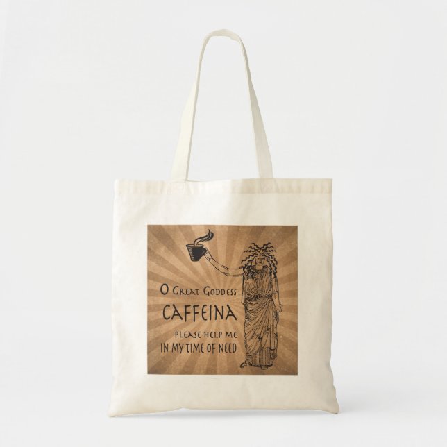 Tote Bag La déesse de la caféine, drôle de café cadeau (Devant)