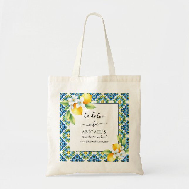 Tote Bag La Dolce Vita Bachelorte méditerranéenne week-end (Devant)