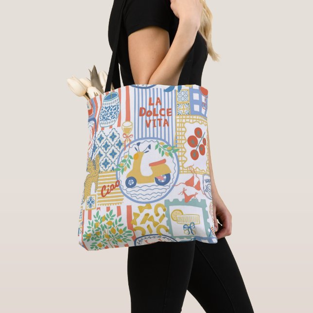 Tote Bag La Dolce Vita Italian Summer Lemons Mediterranean  (De près)