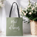 Tote Bag La femme d'honneur Sage Green Mariage<br><div class="desc">Maid of Honor Sage Green Sac fourre-tout pour Mariage,  fête de la nuptiale,  Fête des mariées,  Bachelorette Party. Découvrez d'autres produits avec ce design dans la collection ci-dessous.</div>