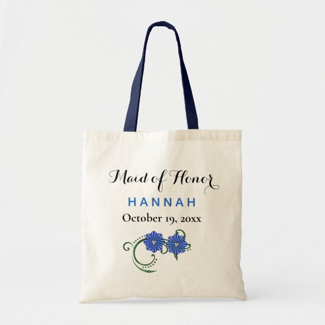 Tote Bag La femme d'honneur Typographie moderne Mariage ble (Devant)