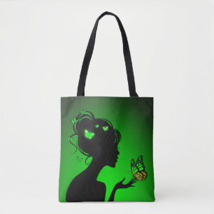 Tote Bag La femme papillons verts