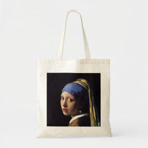 Tote Bag La fille avec une boucle d'oreille de perle par