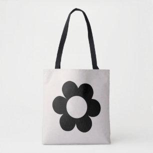 Tote Bag La Fleur 03 Retro Floral Black And White Flower