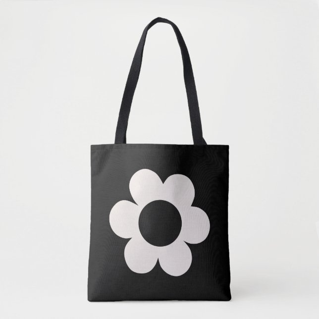 Tote Bag La Fleur 06 Florale Rétro Fleur Noir Et Blanc (Devant)