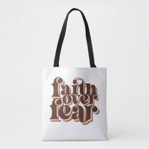 Tote Bag La foi au-dessus de la peur Moderne Rétro Inspirat