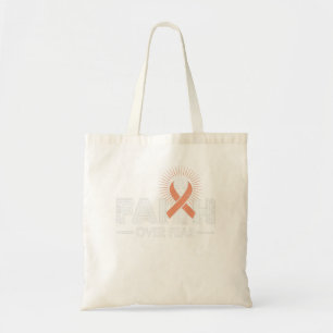 Tote Bag La foi sur la peur Peach Ruban Cancer utérin