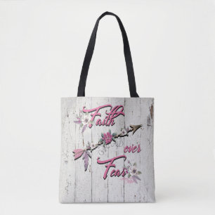 Tote Bag La Foi Sur La Peur Plumes Et Fleur Fourre-tout