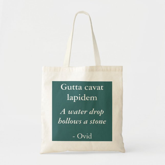 Tote Bag La goutte d'eau creuse une pierre - Citation vide (Devant)