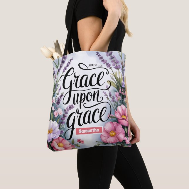 Tote Bag La grâce personnalisée sur la grâce chrétienne fem (De près)