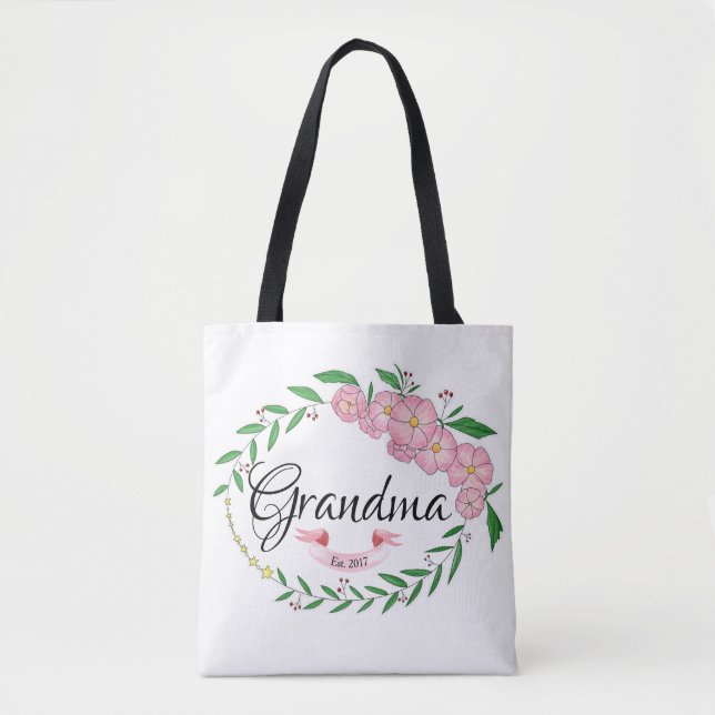 Tote Bag La grand-maman personnalisée a établi la guirlande (Devant)