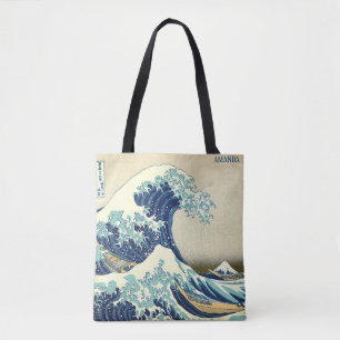 Tote Bag La Grande Vague – Katsushika Hokusai – Texte perso