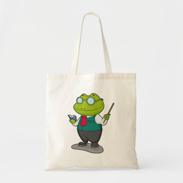 Tote Bag La grenouille comme enseignant avec livre (Devant)