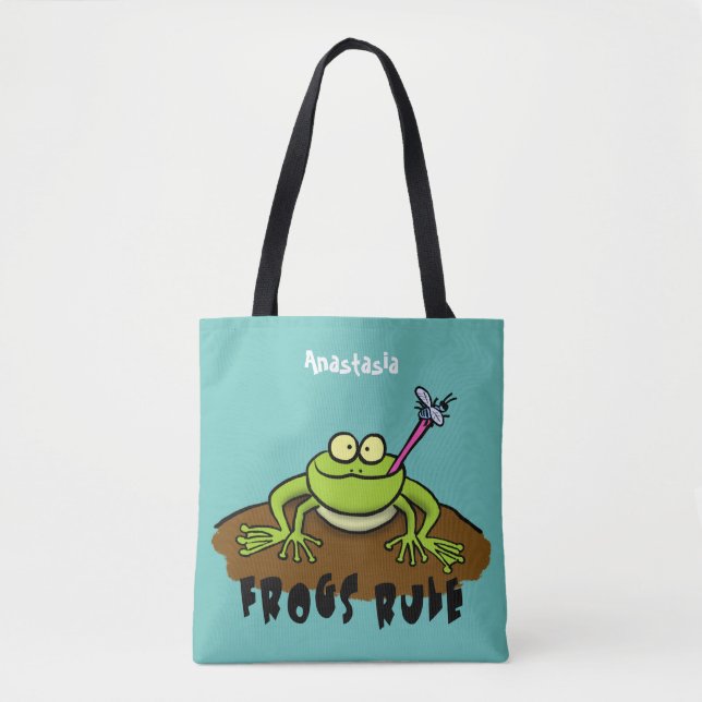 Tote Bag La grenouille règle drôle dessin de grenouille ver (Devant)