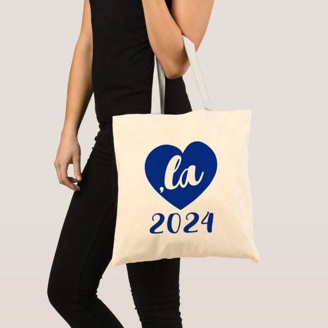 Tote Bag , la KAMALA coeur 2024 texte de script bleu (Devant (produit))