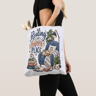Tote Bag La lecture est mon endroit heureux – Conception de