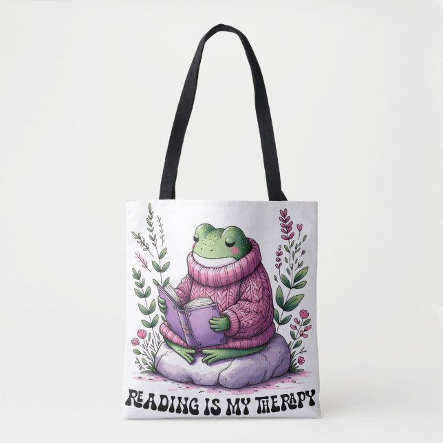 Tote Bag La Lecture Froggy est ma thérapie (Devant)