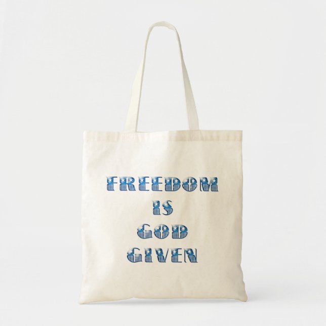 Tote Bag La liberté est donnée par Dieu, bleu (Devant)