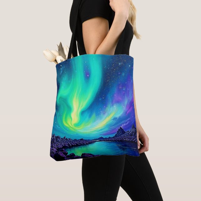 Tote Bag La magique nuit d'Aurora Sky Dance Design (De près)