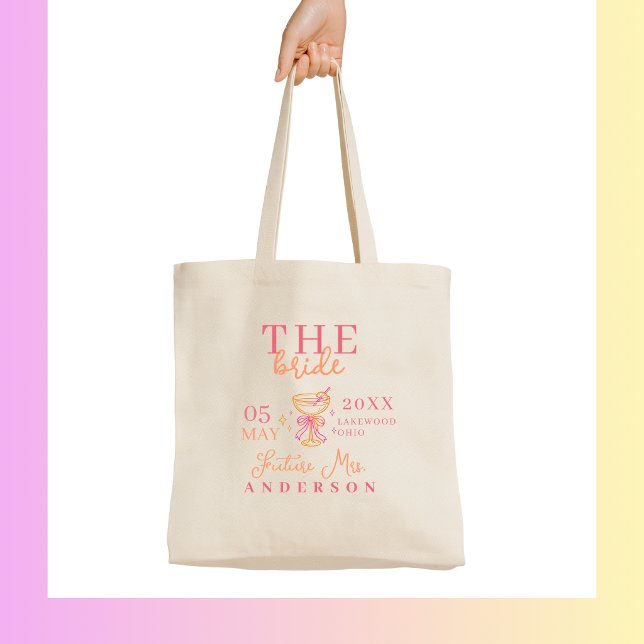 Tote Bag LA MARIÉE ! Soirée de Fiançailles Cocktail (THE BRIDE! Coctail Bachelorette Party Tote Bag)
