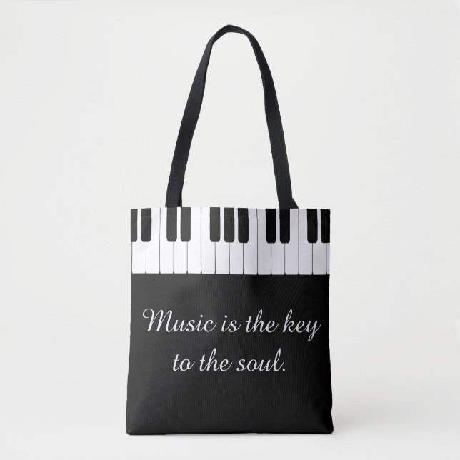 Tote Bag La musique est la clé au piano Fourre-tout d'âme (Devant)