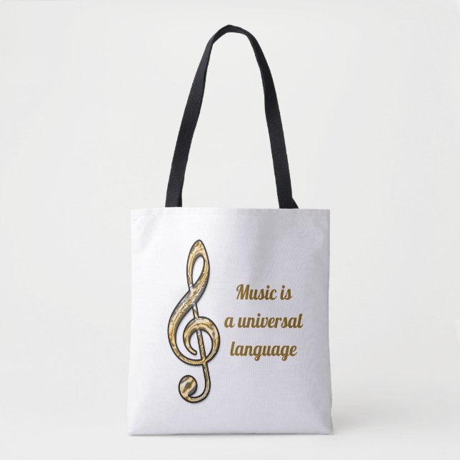 Tote Bag La musique est Universal Gold Silver Clé Symbole d (Devant)