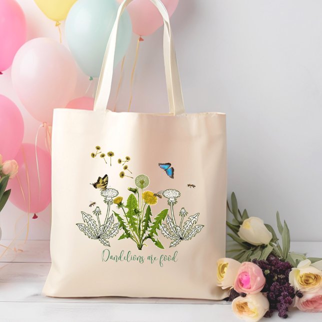 Tote Bag La Nature Dandelions Papillons Dit (Créateur téléchargé)