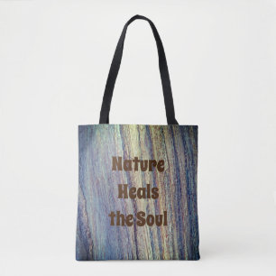 Tote Bag La nature guérit l'âme Woodgrain Photo Rustique