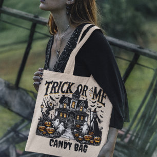 Tote Bag La nuit d'Halloween : sorcières et citrouilles