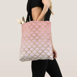 Tote Bag La Parties scintillant de sirènes d'or et de roses