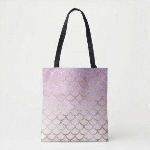 Tote Bag La Parties scintillant de sirènes d'or pourpre de