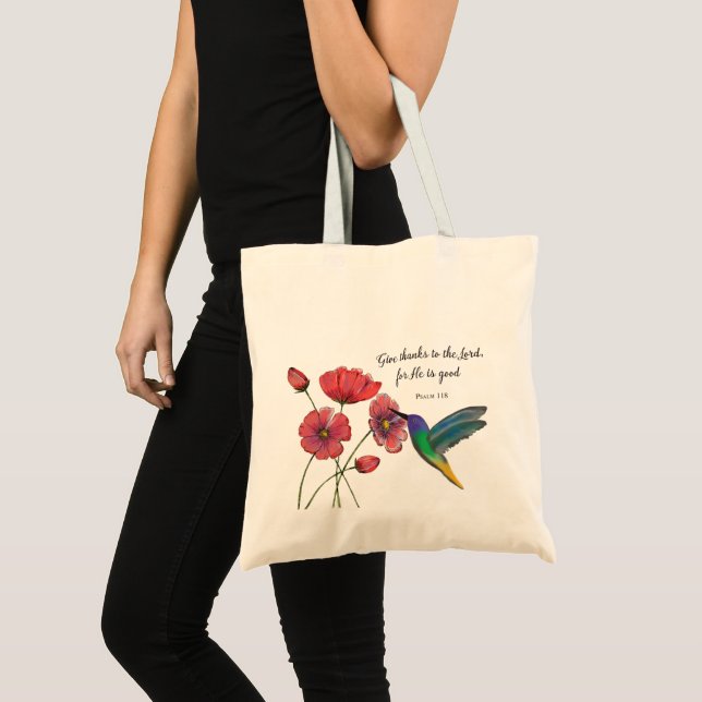 Tote Bag La pensée religieuse de vous Fleurs avec Colibri (Devant (produit))
