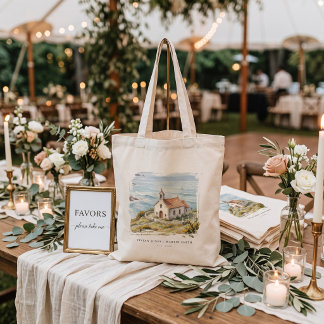 Tote Bag La petite chapelle au bord de la mer Cadeau de mar