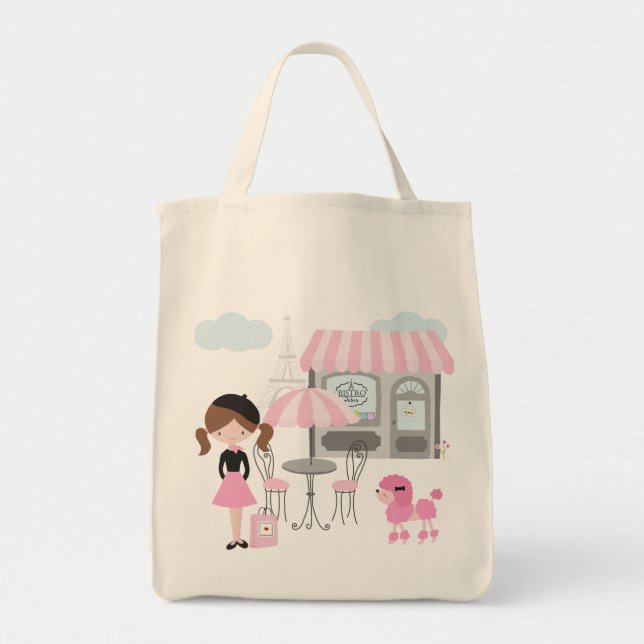 Tote Bag La Petite Fille de la Décoration Française va à Pa (Devant)