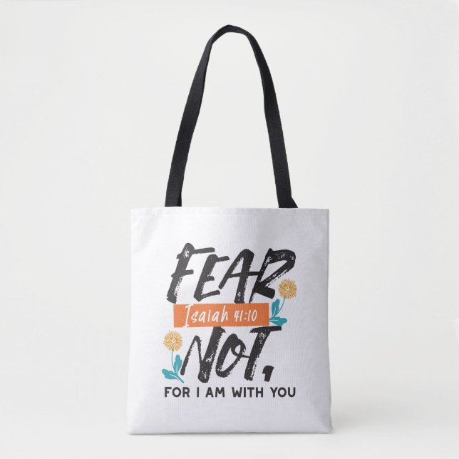 Tote Bag La Peur Pas Isaïe Bible Verse Conception Inspirant (Devant)