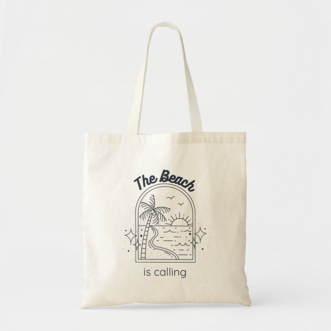 Tote Bag La Plage Appelle Les Vacances D'Été (Devant)
