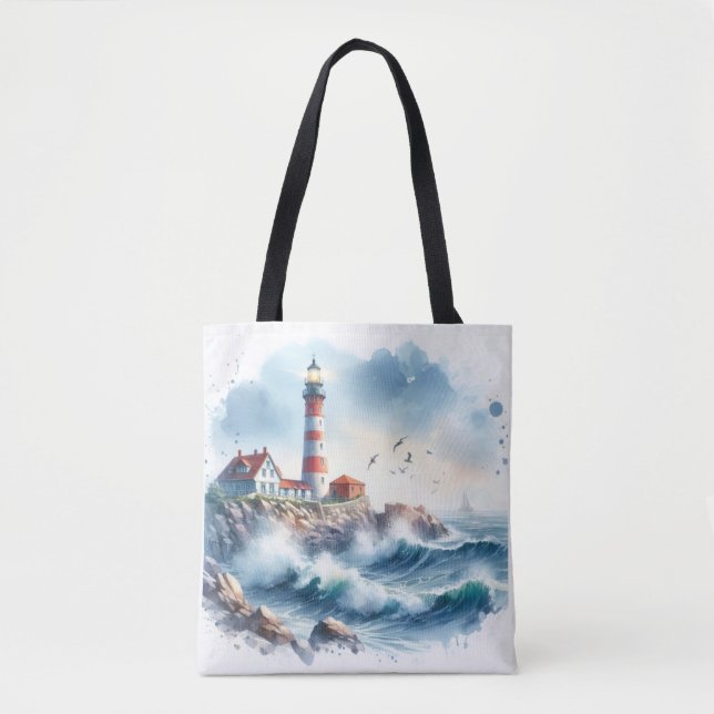 Tote Bag La plage côtière Phare (Devant)