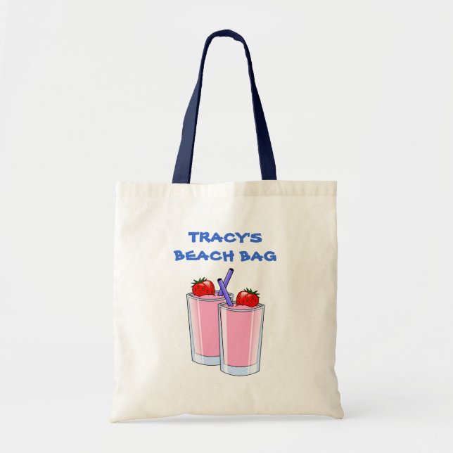 Tote Bag La plage rose d'été de Daiquiris boit le nom fait (Devant)