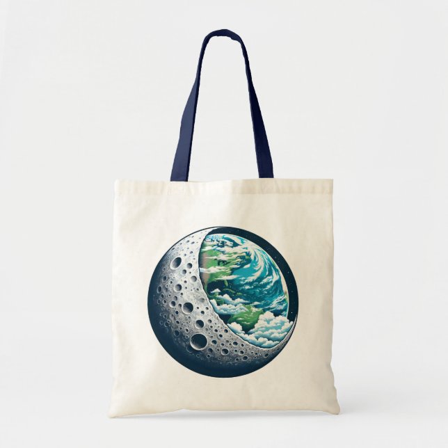 Tote Bag La planète Terre et sa lune : Merveille céleste (Devant)