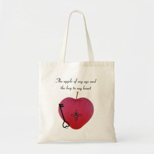 Tote Bag La pomme de mon oeil et la clé de mon coeur